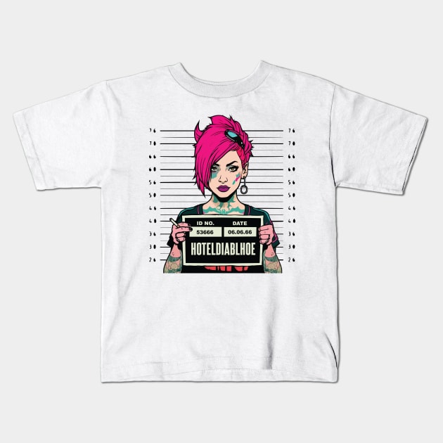 Emo Girl Mugshot: Expressive Portrait Kids T-Shirt by elaissiiliass